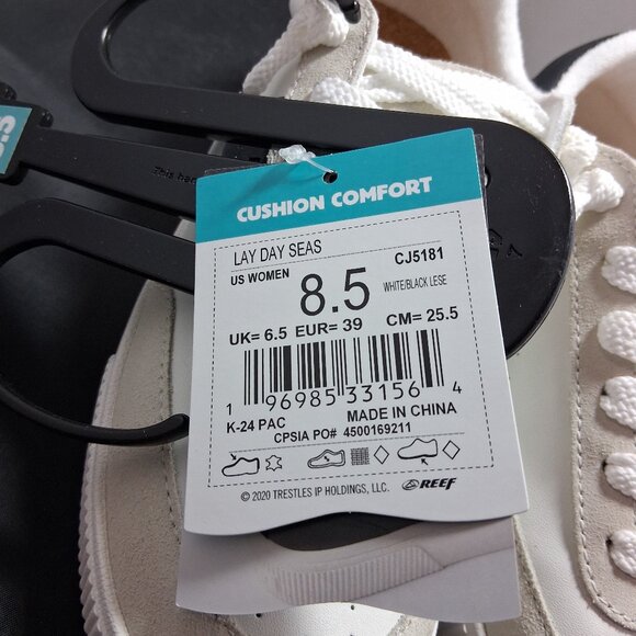 REEF LAY DAY SEAS Women’s White/Black Lese Size 8.5 CJ5181 New in Box - Picture 7 of 8